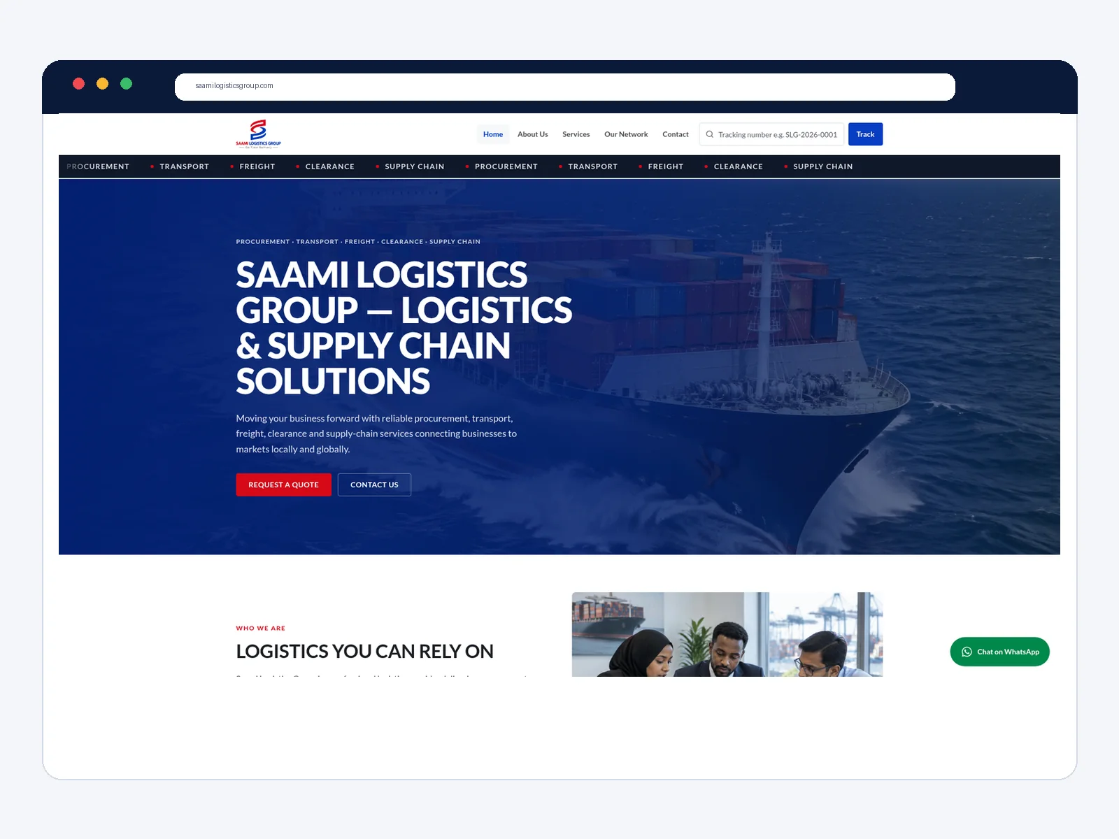 Saami Logistics Group — Website Design & Development project by SOVA