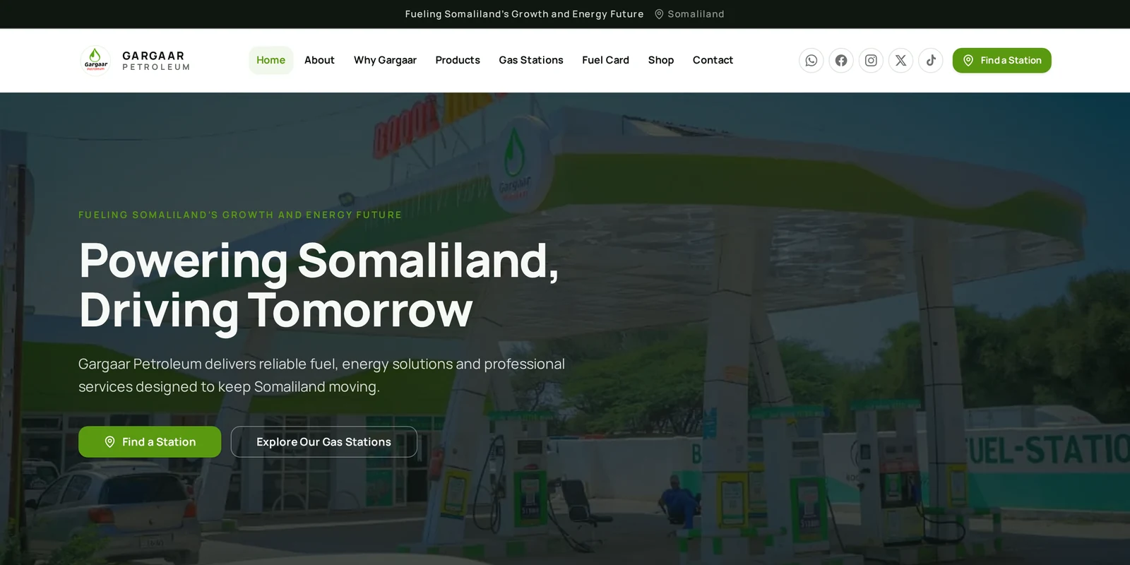 Gargaar Petroleum website designed and developed by SOVA Creative Agency