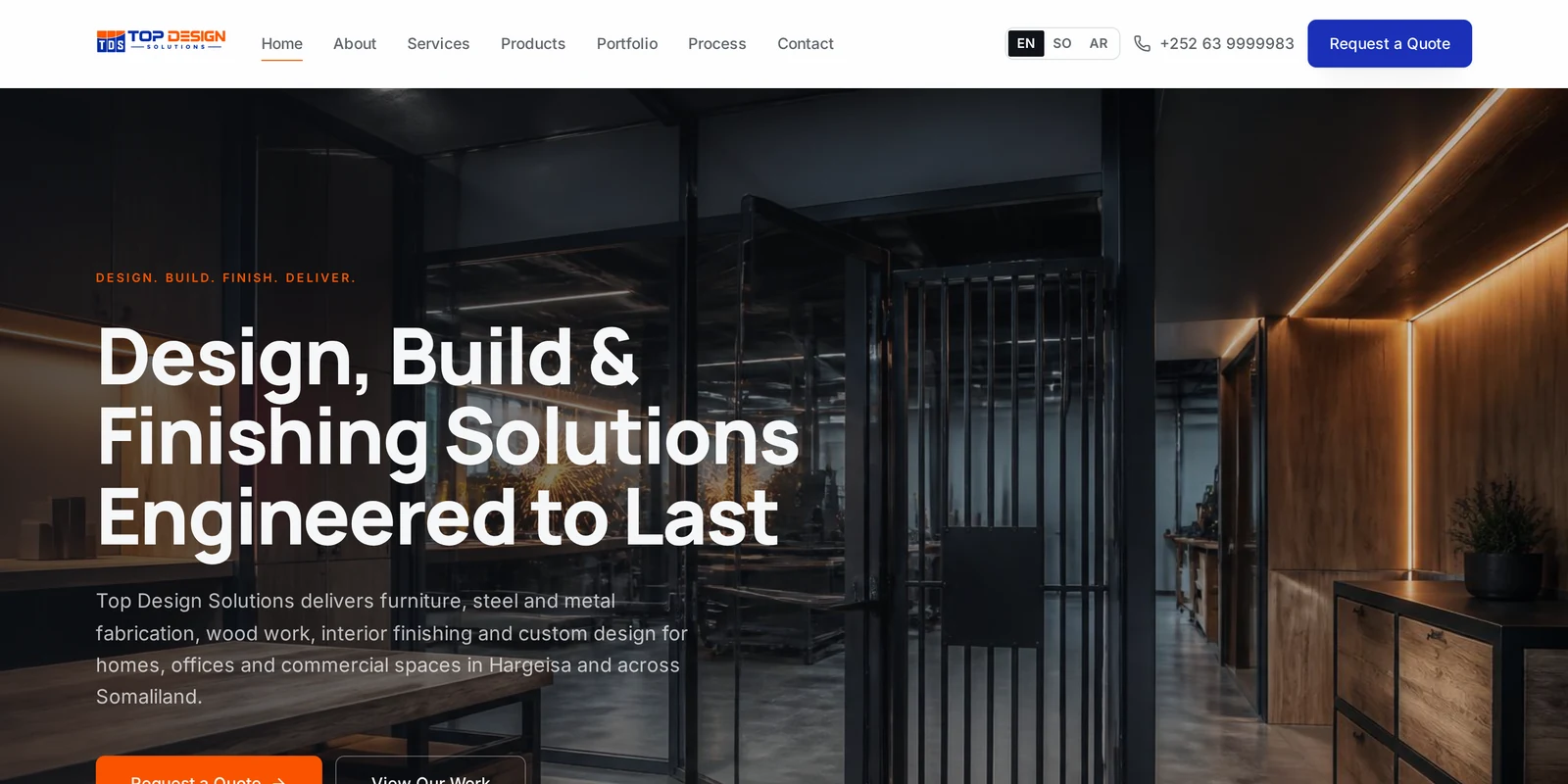 Top Design Solutions website designed and developed by SOVA Creative Agency