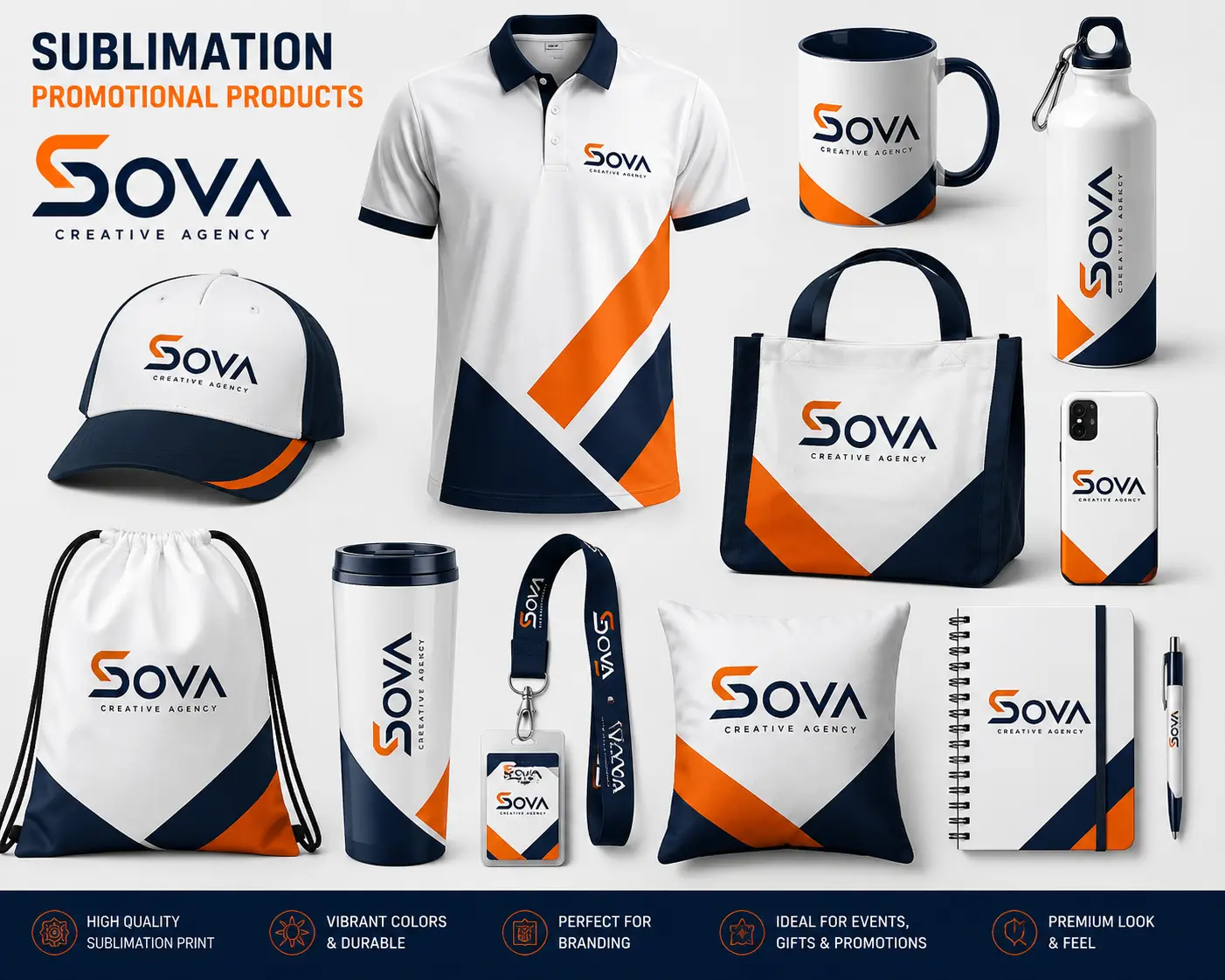 Sublimation Promotional Products poster by SOVA Creative Agency