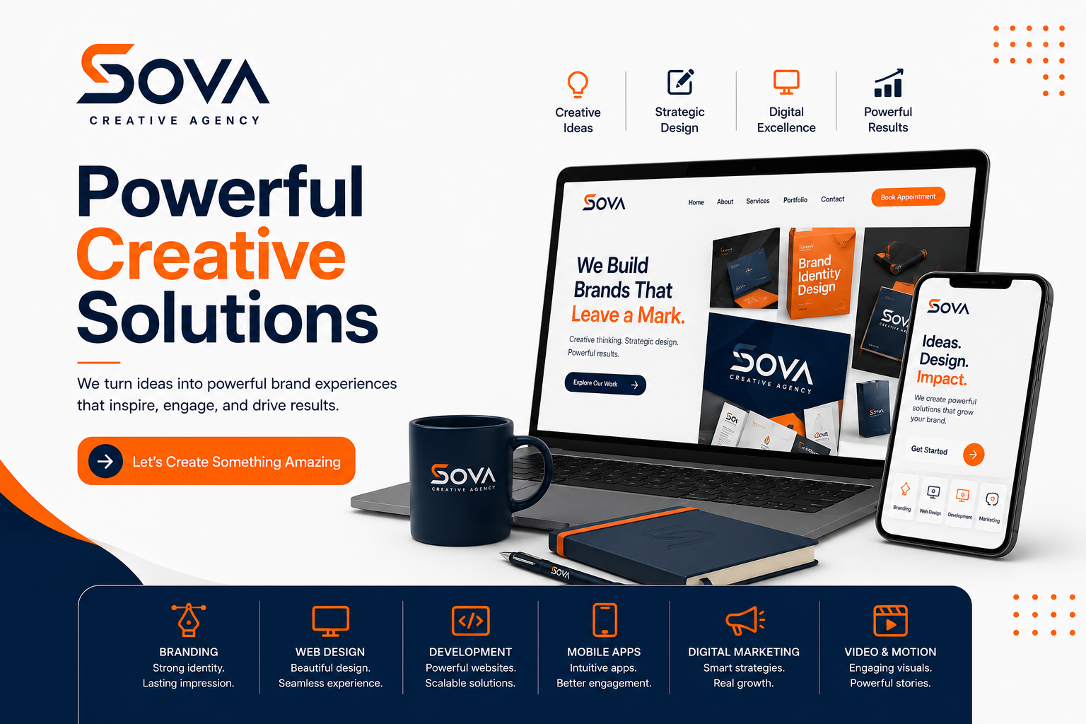 Powerful Creative Solutions poster by SOVA Creative Agency